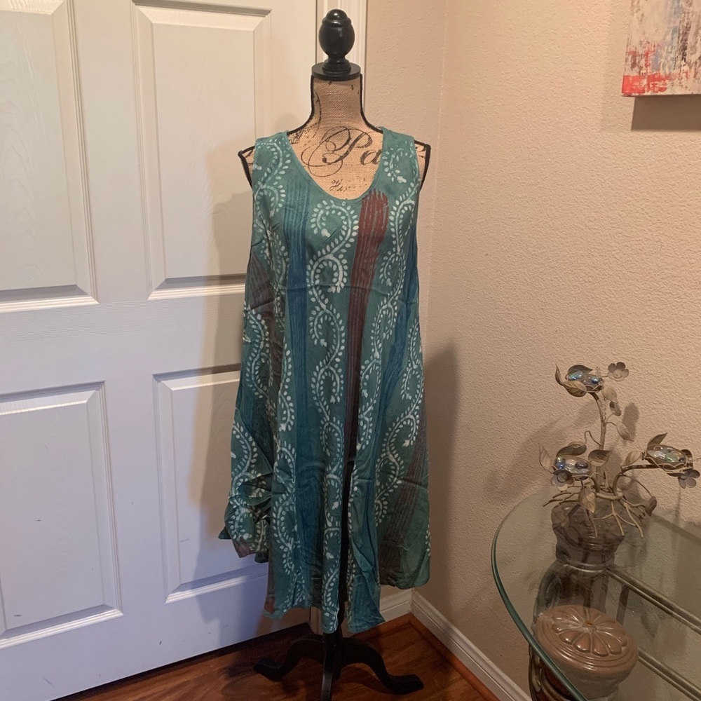 Plus size free size multi print colored dress - Picture 1 of 5